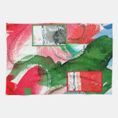 抽象美術のコラージュ、混合メディアおよび水彩画2 キッチンタオル (横)