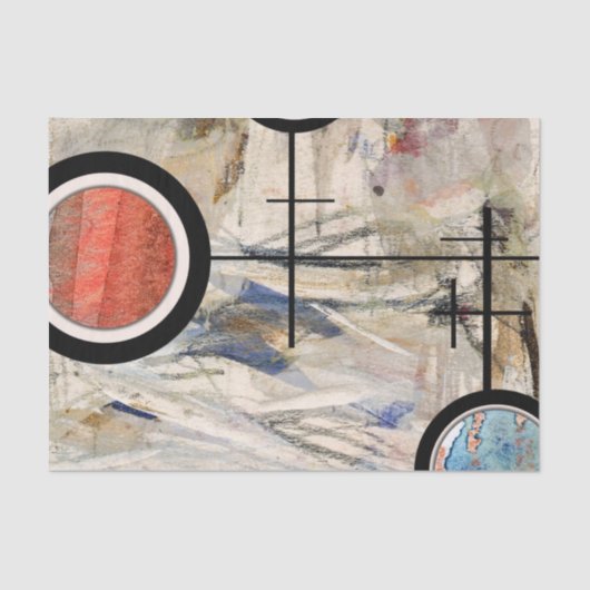 抽象美術のコラージュ、混合メディアおよび水彩画3 薄葉紙 (正面)