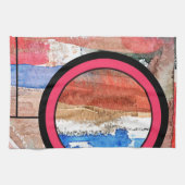 抽象美術のコラージュ、混合メディアおよび水彩画4 キッチンタオル (横)