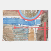 抽象美術のコラージュ、混合メディアおよび水彩画5 キッチンタオル (横)