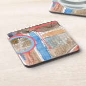 抽象美術のコラージュ、混合メディアおよび水彩画5 コースター (左側)