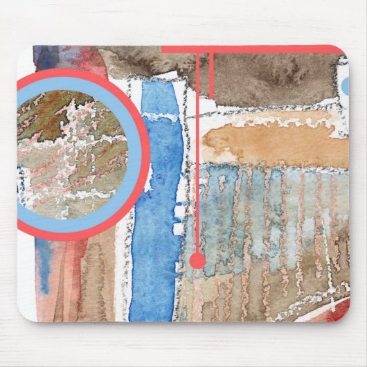 抽象美術のコラージュ、混合メディアおよび水彩画5 マウスパッド (正面)