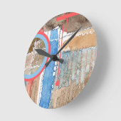 抽象美術のコラージュ、混合メディアおよび水彩画5 ラウンド壁時計 (傾斜)