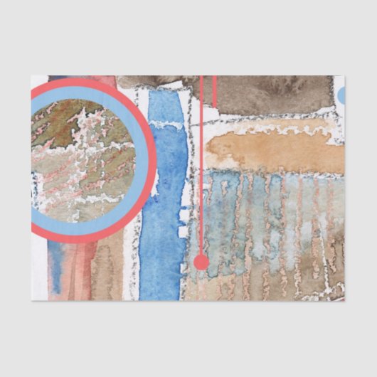 抽象美術のコラージュ、混合メディアおよび水彩画5 薄葉紙 (正面)