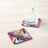 抽象美術のコラージュ、混合メディアおよび水彩画 コースター (右側)