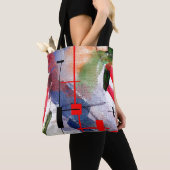 抽象美術のコラージュ、混合メディアおよび水彩画 トートバッグ (クローズアップ)