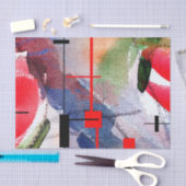 抽象美術のコラージュ、混合メディアおよび水彩画 薄葉紙 (クラフト)