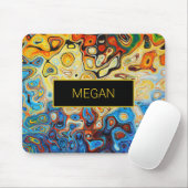 抽象美術のモダンな一流の黄橙色の青 マウスパッド (マウス)