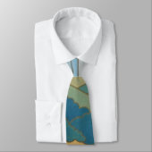 抽象美術の景色パターン青および金ゴールド ネクタイ (タイ)