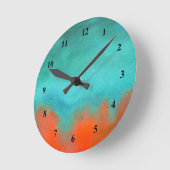 抽象美術の空の火の溶岩の珊瑚のターコイズのオレンジ スクエア壁時計 (傾斜)