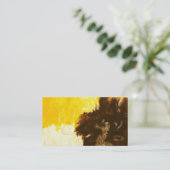 抽象美術の絵画の滴りの（ばちゃばちゃ）跳ねるの黄色ブラウン 名刺 (スタンド正面)