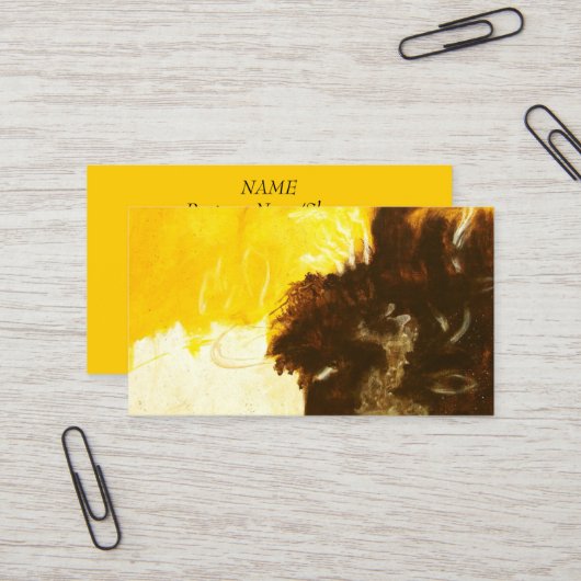 抽象美術の絵画の滴りの(ばちゃばちゃ)跳ねるの黄色ブラウン 名刺 (正面/裏面インサイチュ)
