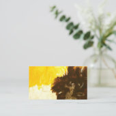 抽象美術の絵画の滴りの(ばちゃばちゃ)跳ねるの黄色ブラウン 名刺 (スタンド正面)
