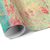 抽象美術の質の絵画のターコイズの赤い緑 ラッピングペーパー (ロールコーナー)