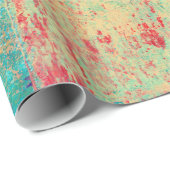 抽象美術の質の絵画のターコイズの赤い緑 ラッピングペーパー (ロールコーナー)