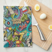 抽象美術医学アイコンパターン キッチンタオル (四つ折り)
