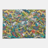 抽象美術医学アイコンパターン キッチンタオル (横)