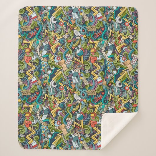 抽象美術医学アイコンパターン シェルパブランケット (正面)