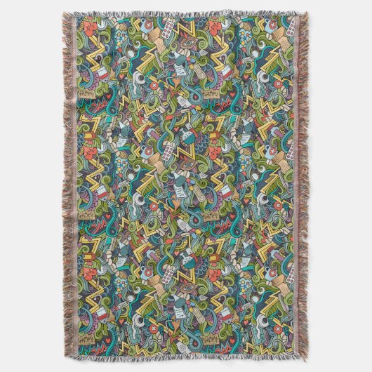 抽象美術医学アイコンパターン スローブランケット (正面縦)