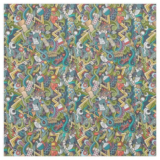 抽象美術医学アイコンパターン ファブリック (見本)