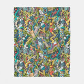 抽象美術医学アイコンパターン フリースブランケット (正面)