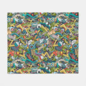 抽象美術医学アイコンパターン フリースブランケット (正面(横))