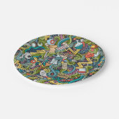 抽象美術医学アイコンパターン ペーパープレート (アングル)