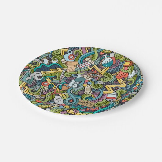 抽象美術医学アイコンパターン ペーパープレート (アングル)