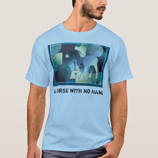 抽象美術-馬-青い砂 Tシャツ (正面)