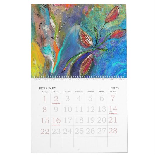 抽象自然カレンダ カレンダー (2月 2026)