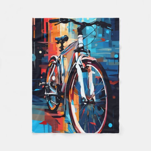 抽象自転車アートスローブランケット ADOMデザイン フリースブランケット (正面)