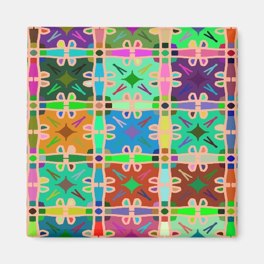 抽象色数々ののアートパターン マグネット (正面)