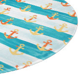 抽象芸術いかり：水色ストライプパターン。 カッティングボード (角)