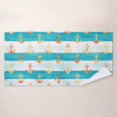 抽象芸術いかり:水色ストライプパターン。 バスタオル (バスタオル)