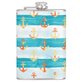 抽象芸術いかり:水色ストライプパターン。 フラスク (正面)