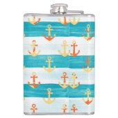 抽象芸術いかり:水色ストライプパターン。 フラスク (裏面)