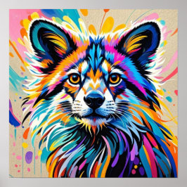 抽象芸術おもしろいかわいい動物デザインはっきりした ポスター