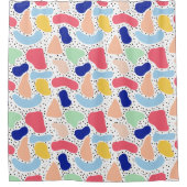 抽象芸術おもしろいモダンかわいい子供サマーシェイプ姿 シャワーカーテン (正面)