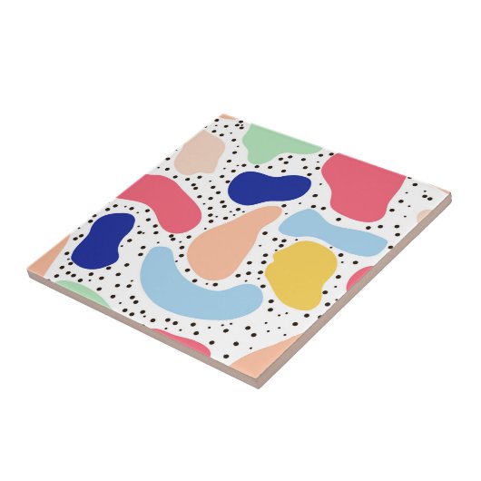 抽象芸術おもしろいモダンかわいい子供サマーシェイプ姿 タイル (側面)