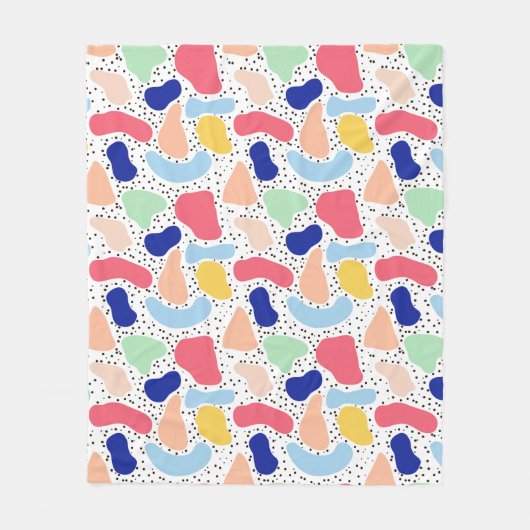 抽象芸術おもしろいモダンかわいい子供サマーシェイプ姿 フリースブランケット (正面)