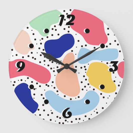 抽象芸術おもしろいモダンかわいい子供サマーシェイプ姿 ラージ壁時計 (正面)
