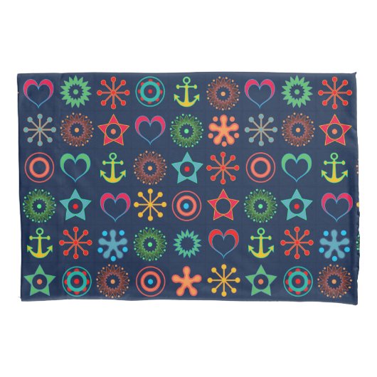 抽象芸術おもしろい形状レトロデザインプリント 枕カバー (正面)