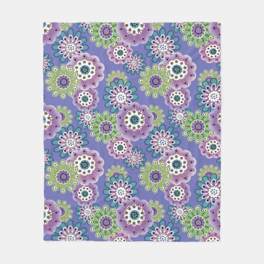 抽象芸術おもしろい漫画の花フローラキッズscanduav フリースブランケット (正面)