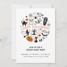 抽象芸術おもしろい白黒ハロウィ不気味ン 招待状