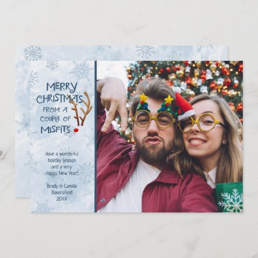 抽象芸術おもしろい赤鼻トナカイ – ミスフィットから シーズンカード (正面/裏面)