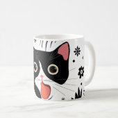 抽象芸術おもしろい黒猫 コーヒーマグカップ (正面右)