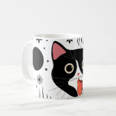 抽象芸術おもしろい黒猫 コーヒーマグカップ (正面左)
