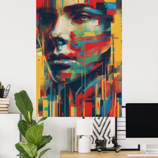 抽象芸術お洒落アートレディーオブアートデジタル ポスター (ホームオフィス)