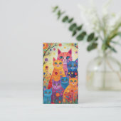 抽象芸術お洒落カラフルネコイラストレーション 名刺 (スタンド正面)