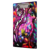 抽象芸術お洒落キティ猫フローラレッドグリーンピンク クリップボード (左)